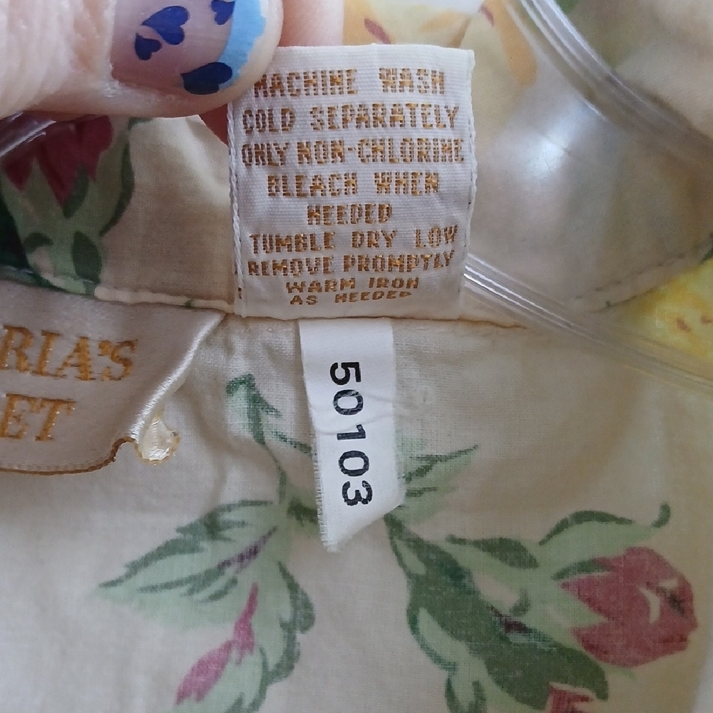 Vintage Gold Label Victoria's Secret Floral Cotton Button Front Sleep Top XL - Picture 7 of 12